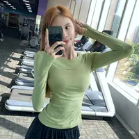 瑜伽服女秋冬季透气运动上衣显瘦紧身跑步速干瑜伽t恤网红长袖