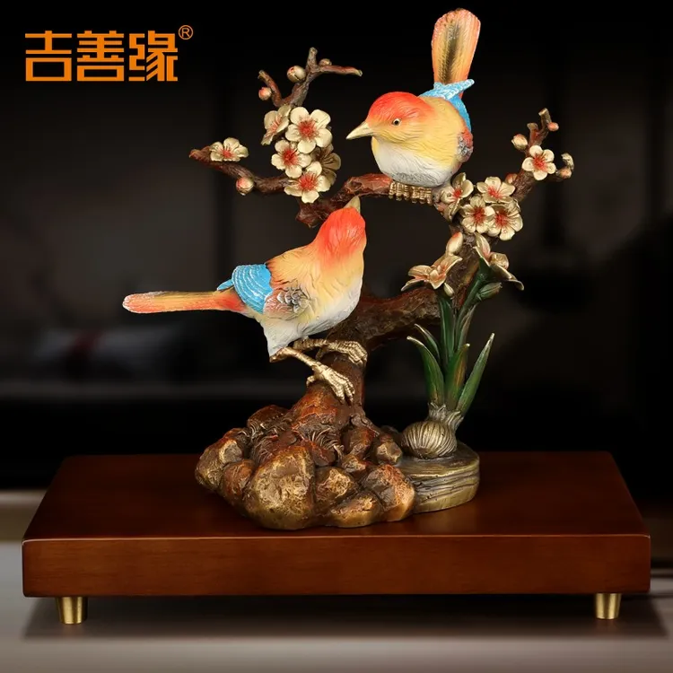 《喜上眉梢》全铜结婚礼物摆件喜鹊家居订婚庆送朋友客厅酒柜装饰