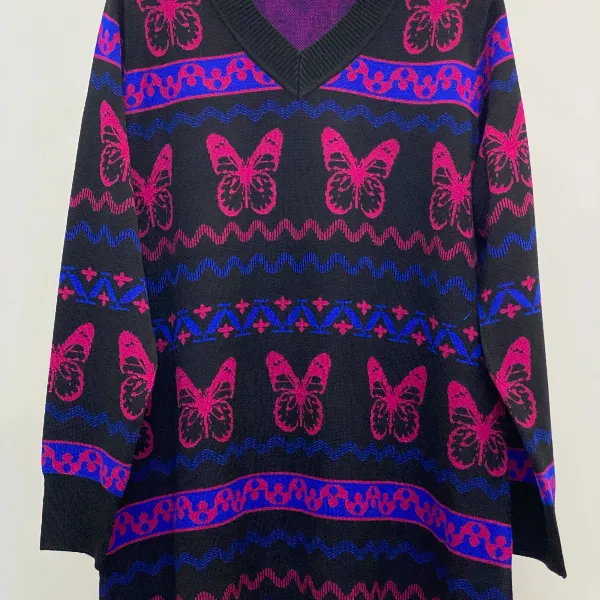 欧美姿秋冬高端时尚气质显瘦中长款上衣蓝色加厚针织S052冬季紫色