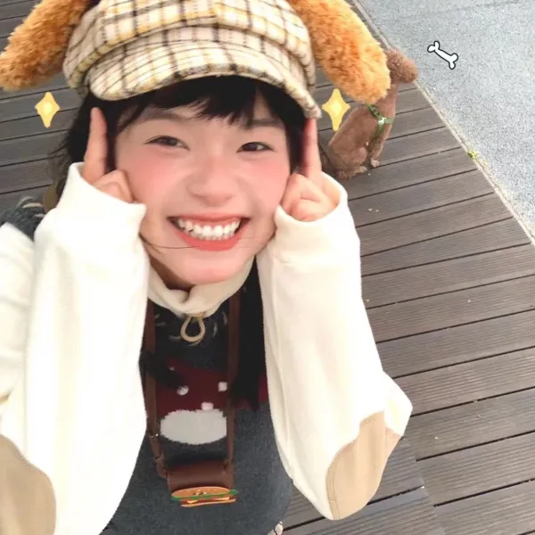 黄油小狗狗毛绒帽子格纹八角贝雷帽卡通秋冬季可爱保暖显脸小日系