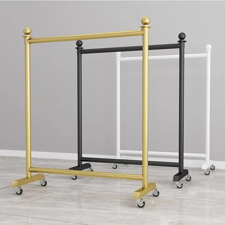 衣架落地折叠家用卧室内轻奢挂衣架阳台晒衣服杆子带轮单杆晾衣架