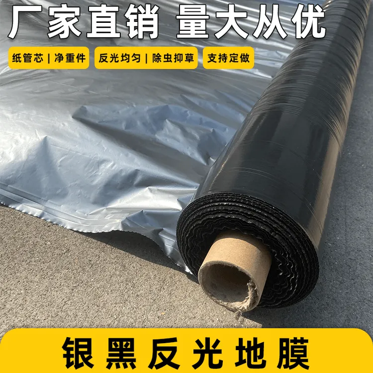 银黑地膜除管净重八斤夏季银黑双色地膜银面反光黑面抑制覆盖生长