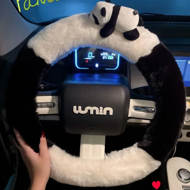 冬季电轿方向盘套可爱毛绒保暖长安糯玉米lumin装饰电动车把套女