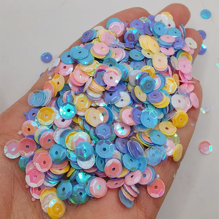 6mm镭射凹圆片diy手缝演出礼服亮片材料包幼儿园手工制作饰品配件