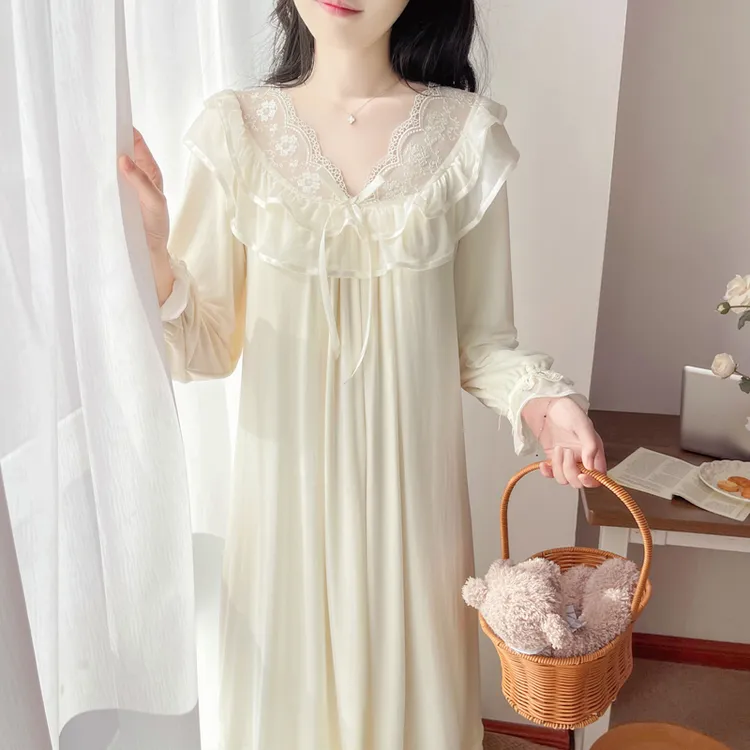BIEN莫代尔睡裙女春秋季2025新款甜美可爱公主风家居服可外穿蕾丝