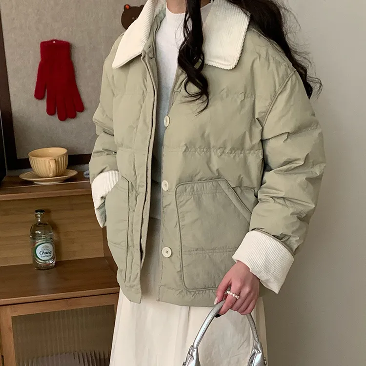 2025年新款冬季短款羽绒棉服女小个子加厚宽松棉衣韩版翻领棉袄潮