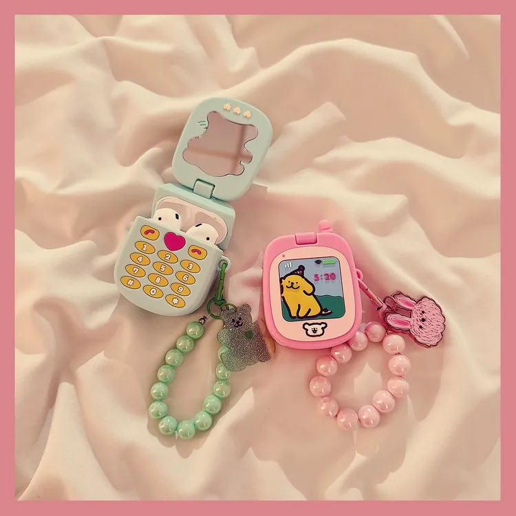 翻盖线条小狗大哥大AirPods4苹果1/2/Pro3代无线蓝牙硅胶耳机套软