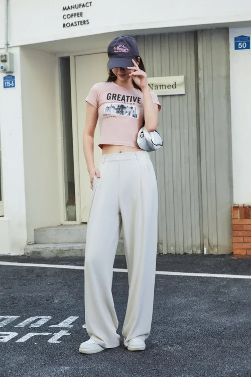 夏春秋垂感清凉西裤女小众设计百搭宽松垂感休闲阔腿西装裤