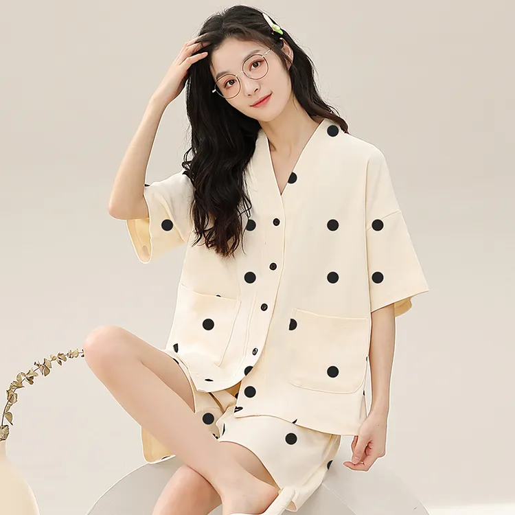 【拍一发三】[甜美波点]2025款夏季棉质睡衣套装女轻奢可外穿家居服