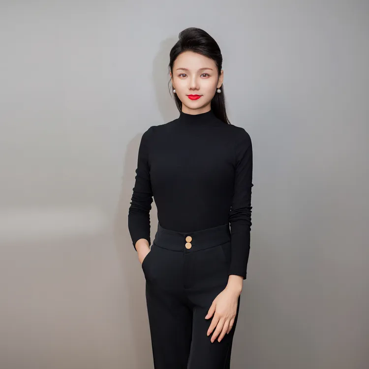 【小杨夫妻专属】半高领纯色打底衫百搭显瘦保暖上衣长袖女款t恤