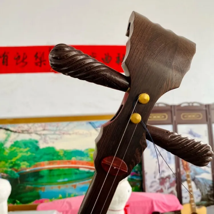 河南曲剧曲胡鸡翅木原木原色自然纹路民族乐器