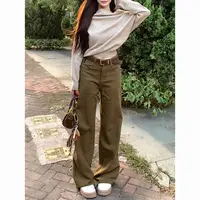 卡其高腰宽松休闲阔腿裤女2025年秋季新款显瘦百搭美拉德拖地裤