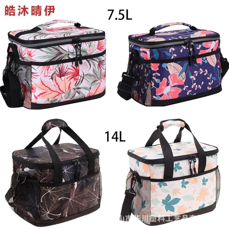 印花便携便当冷藏保温袋户外女生带饭化妆包收纳包手提午餐饭盒袋