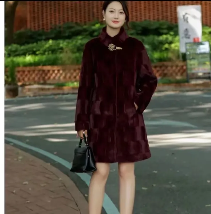 【雅艾霓】23款8806贵妃貂时尚妈妈装秋冬气质洋气保暖长款大衣01