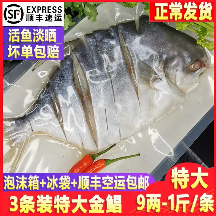 广东湛江特产新鲜淡晒半干湿大金鲳鱼干一夜埕咸鱼3条装