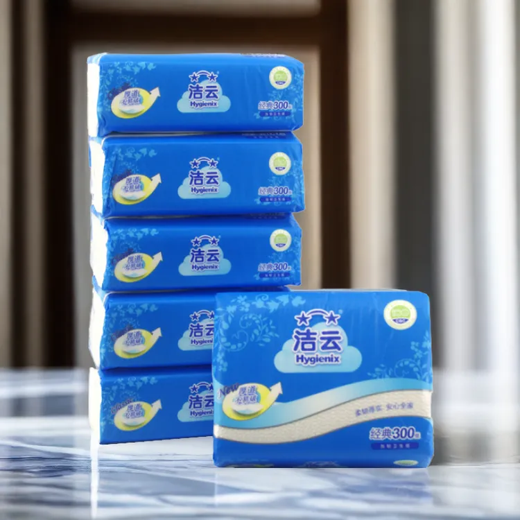 洁云加厚加韧300张6包装厕所纸家用实惠装手纸木浆压花平板卫生纸
