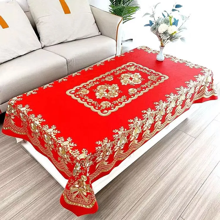 【中国红茶几布】红色餐桌布防水防油防烫免洗桌布喜庆结婚茶几桌布