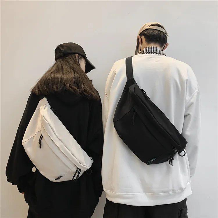 大容量胸包男士休闲简约斜挎包男运动款单肩包男包纯色背包女日系