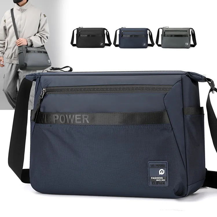 新款男士包包大容量斜挎包男生通勤包上班单肩包邮差包牛津布大包