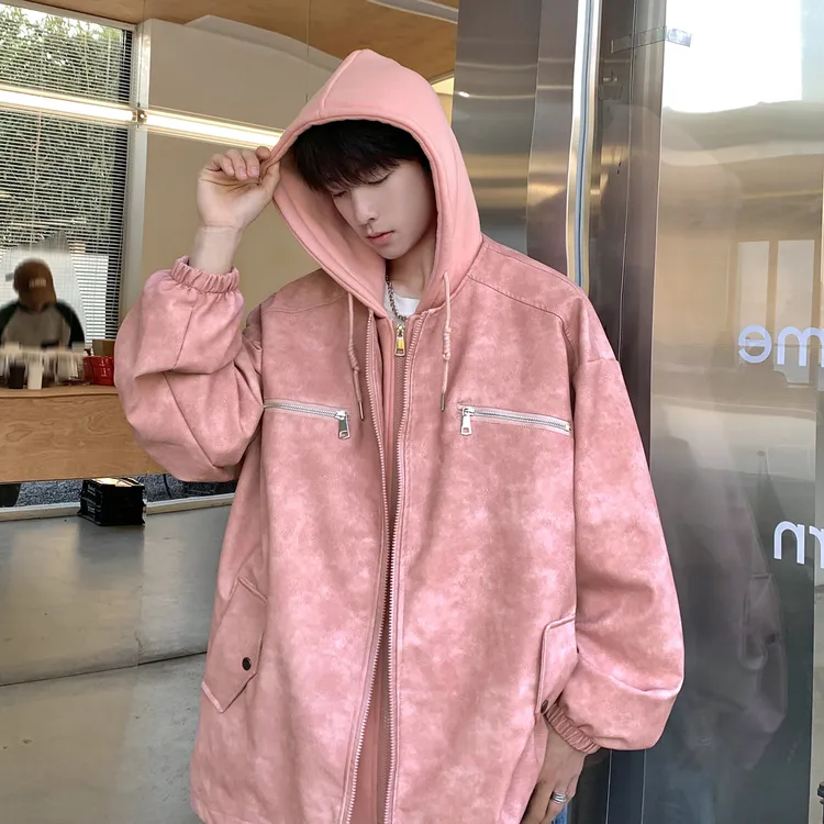 假两件外套男春秋季拼接高级感褂子潮牌2024新款美式复古痞帅夹克