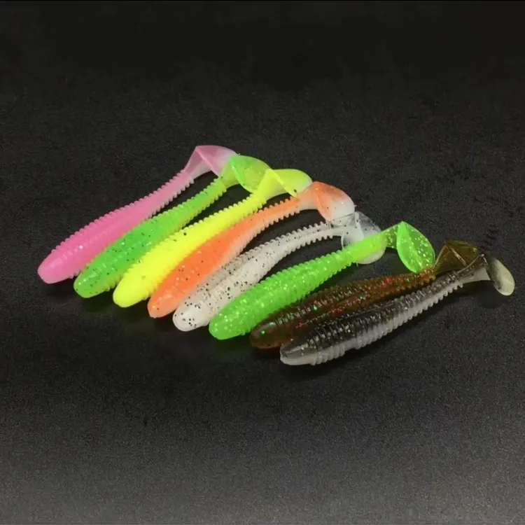 BSB沉水螺纹T尾6.5cm10条路亚黑坑野钓鲈鱼鳜鱼翘嘴沉水软饵假饵