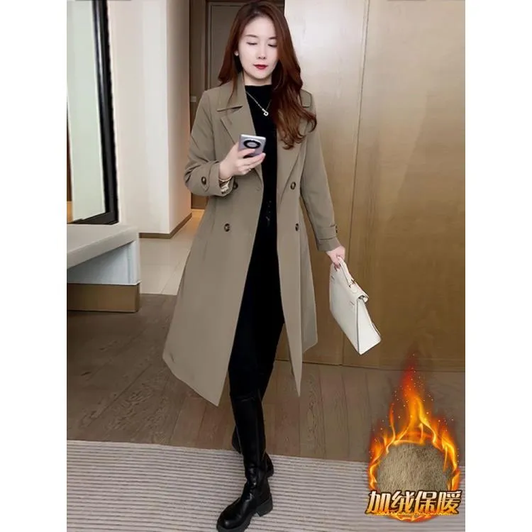 时尚休闲风衣外套女士洋气春秋装2025新款收腰显瘦百搭中长款大衣