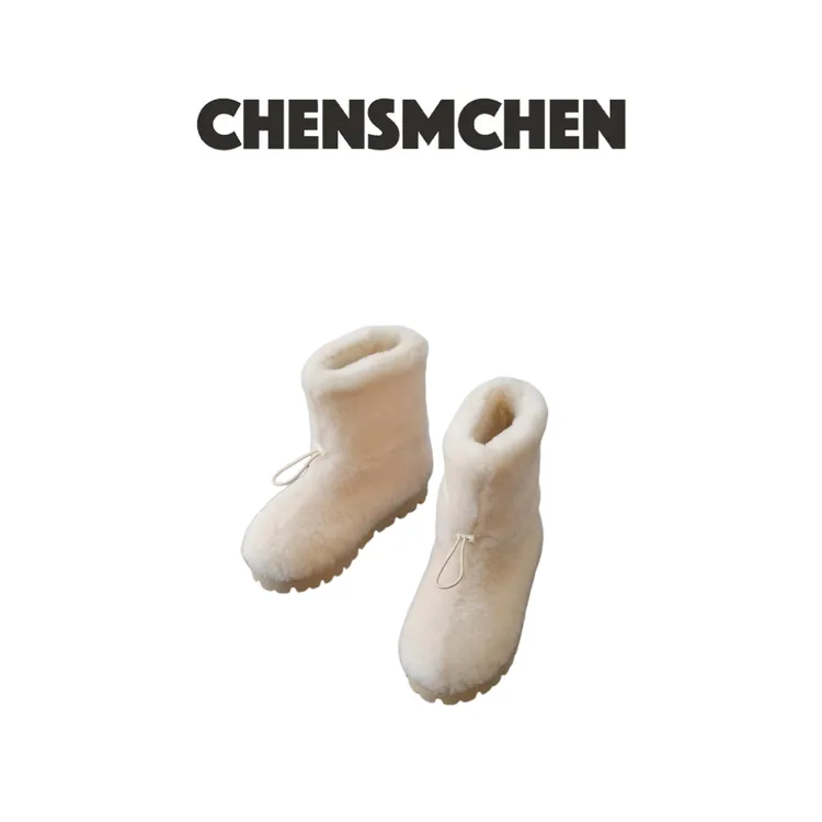 CHENSMCHEN 抽绳超厚实毛绒冬季保暖厚底雪地靴