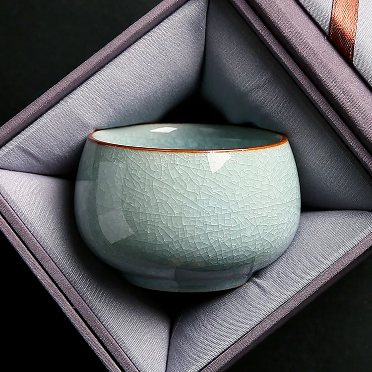 冰花主人杯单杯家用汝窑茶杯冰花开片陶瓷品茗杯功夫茶具个人茶盏
