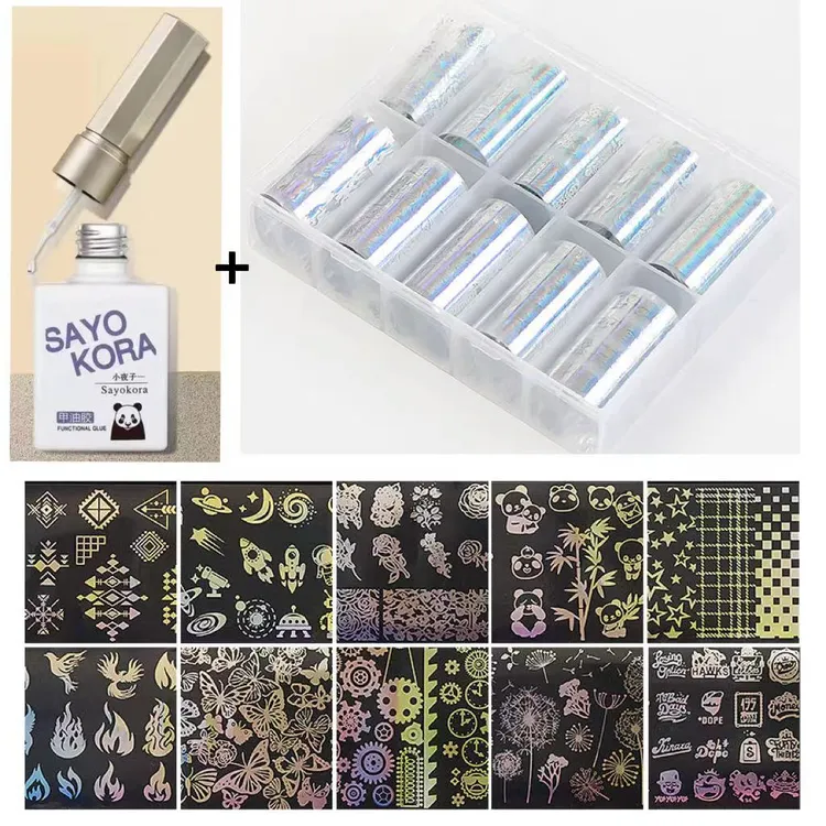 【优选】-- 美甲 镭射图案转印纸+转印胶