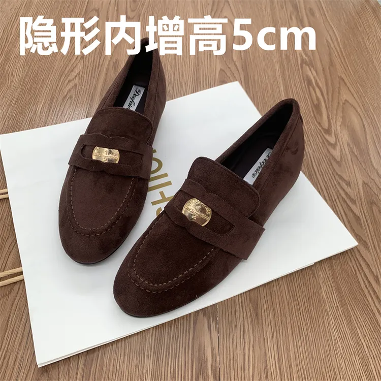 小个子隐形内增高金币乐福鞋5cm教室空调房穿秋软底绒面时尚舒适