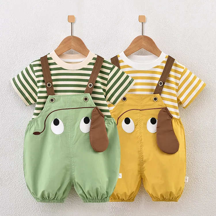 婴儿套装短袖薄款透气哈衣新生幼儿爬服萌娃宝宝衣服夏装分体衣