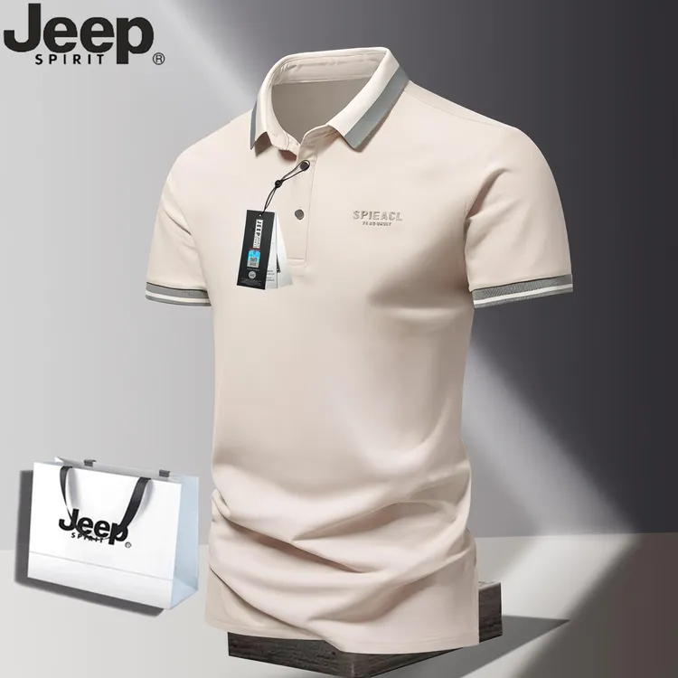 Jeep吉普2025新款polo衫t恤男士短袖翻领夏季修身体恤潮牌上衣   