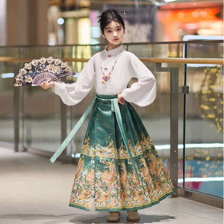 女童马面裙2024秋季新款套装儿童唐装长袖半身裙女中国风古装汉服