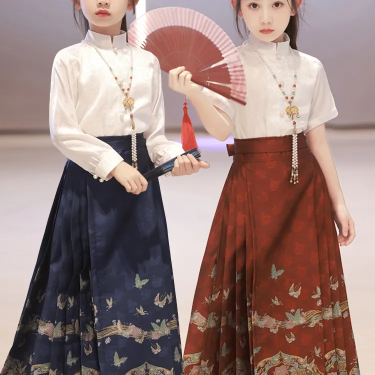 马面裙女童2024新款儿童古装汉服夏款新中式国风唐装女大童套装裙