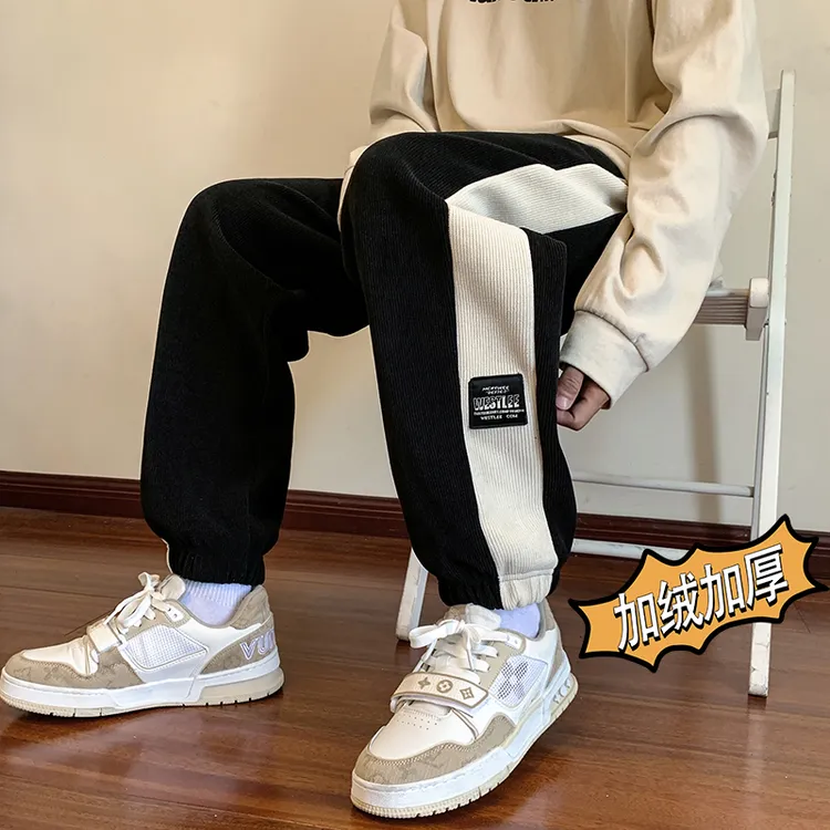 【新店福利】灯芯绒松弛感男秋冬直筒宽松卫裤运动休闲加绒加厚长裤