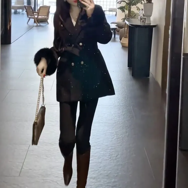 外套小香风气质网红时尚黑色秋冬显瘦洋气高腰百搭韩版设计感女装