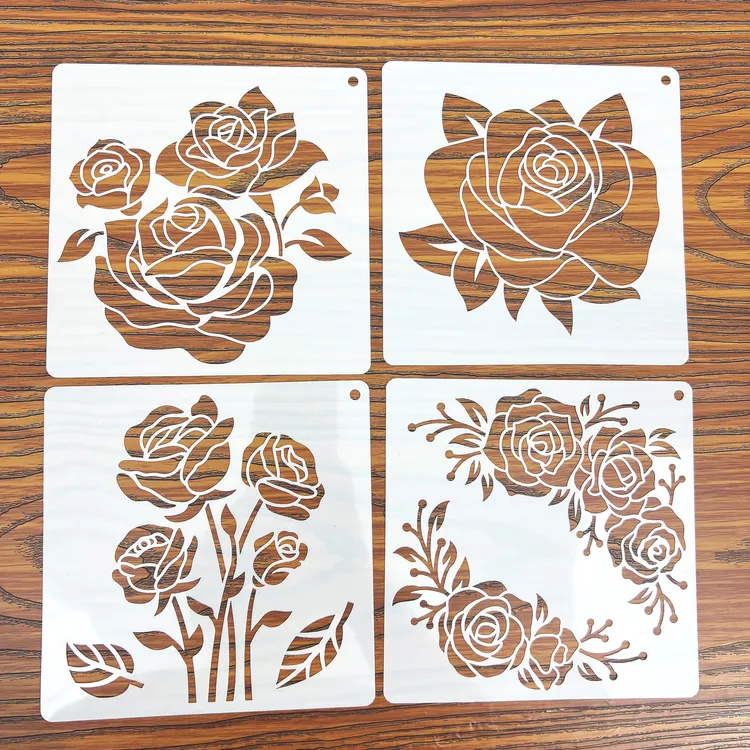 新款玫瑰花镂空模板小学生DIY手抄报模板烘焙蛋糕玫瑰模版工具