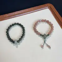 立方  天然和田玉湖水绿手串青海料晴水色橙月光长石银镀金手链  