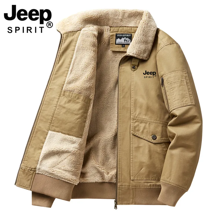 JEEP SPIRIT吉普正品秋冬加绒加厚中年大码棉袄爸爸装保暖棉衣
