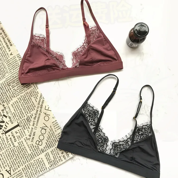 性感女士文胸无痕胸罩蕾丝内衣杯款超薄无钢圈无海绵bralette夏季