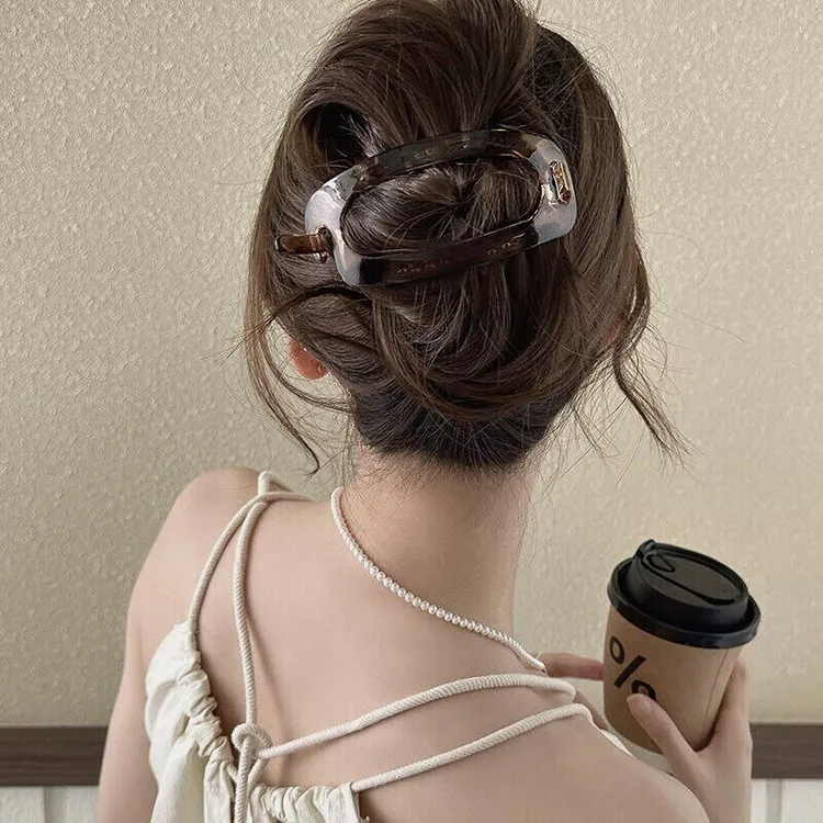 简约气质椭圆夹子大号发夹头饰女高级感后脑勺发抓一字扣夹发饰品