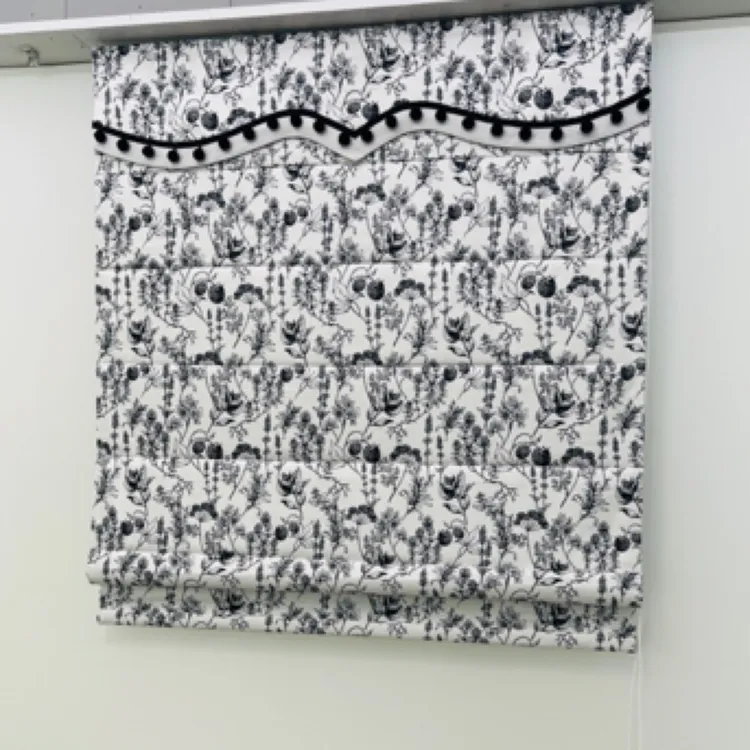 法式田园风格花布遮光罗马帘升降式卧室客厅窗帘