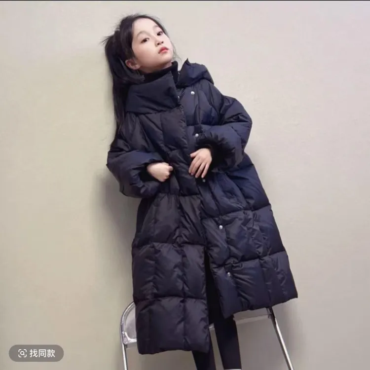 女童羽绒服过膝长款2025新款冬季宝宝童装中大童加厚儿童冬装外套
