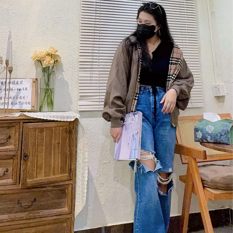 中古vintage秋冬日本外套小西服夹克复古气质时尚休闲韩版拼接