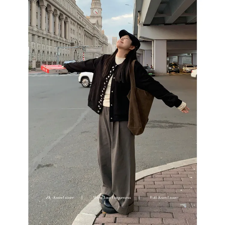 知葵微胖定制【韩女标配】韩系时尚百搭宽松小香风休闲外套女秋冬