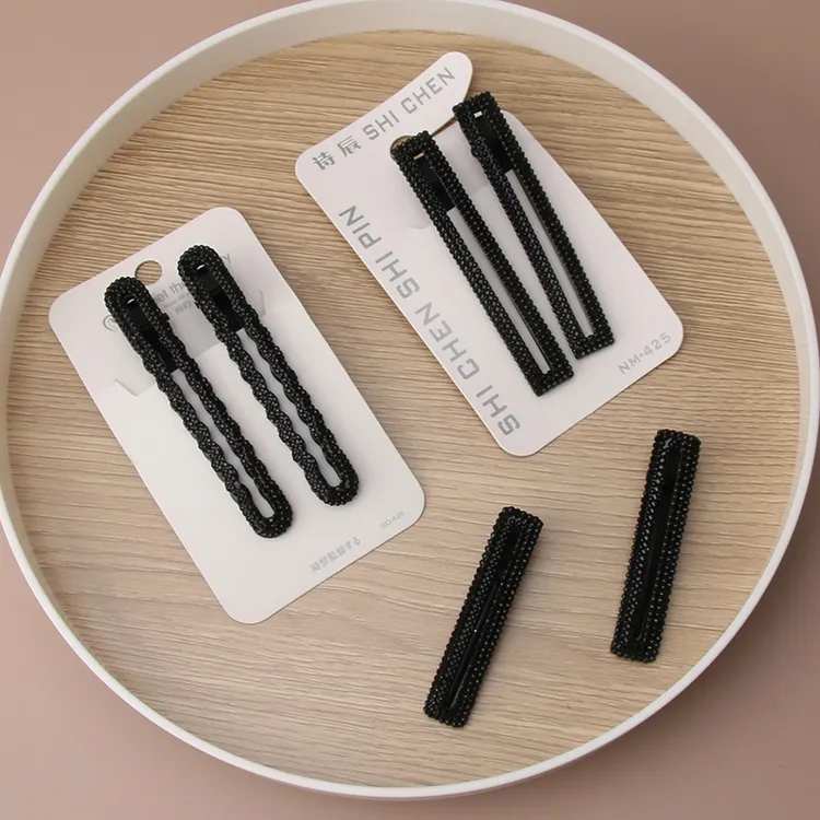 对装黑色发夹发饰韩国短发一字夹头饰简约发卡鸭嘴夹刘海边夹成人