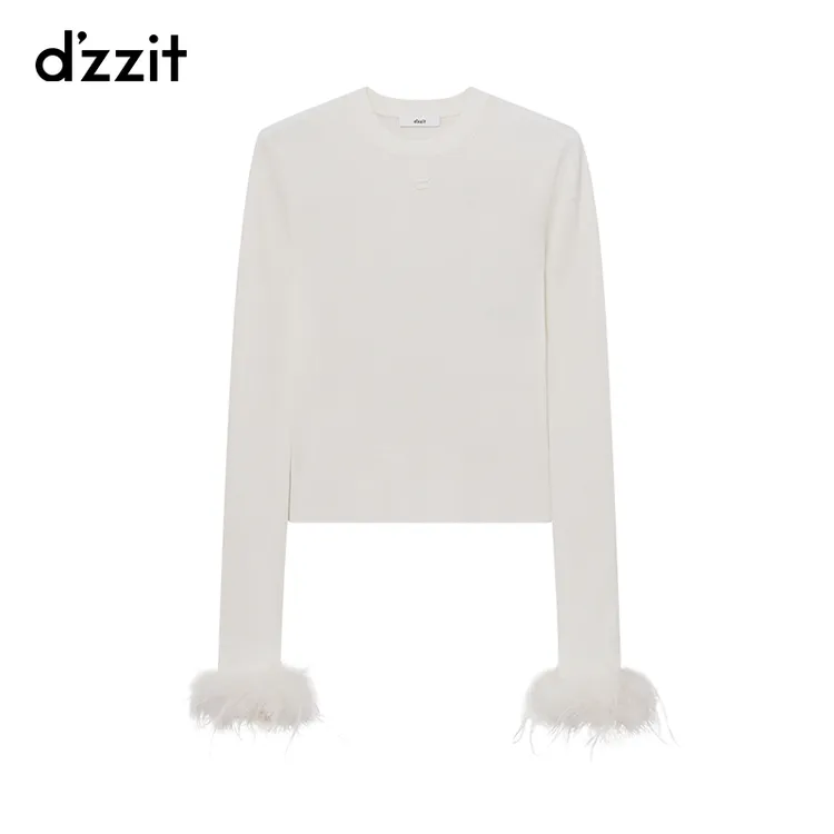 【爆款补单】dzzit地素可拆羽毛针织衫秋冬羊毛混纺上衣女3H4E4341A