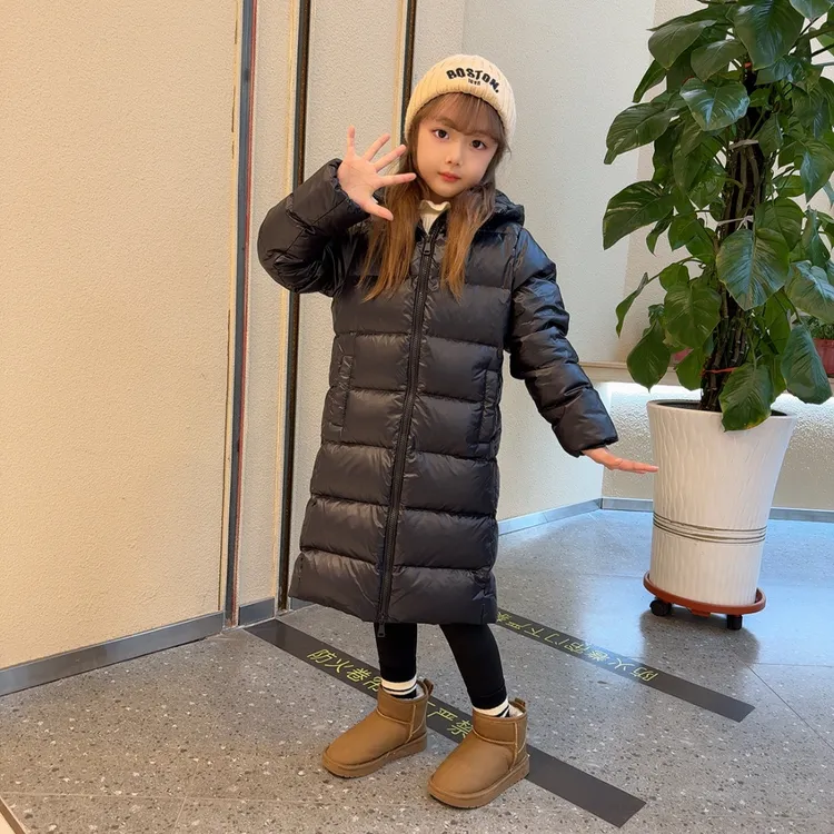 免洗儿童羽绒服男女孩中长款加厚过膝防水保暖冬季外套潮牌儿童装