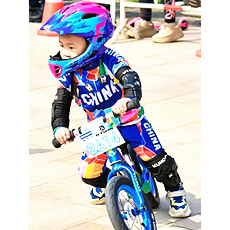 越娅骑行服抓绒儿童滑步平衡车秋冬长袖加绒反光轮滑服表演服定制