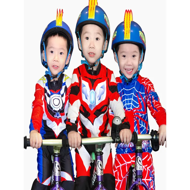奥特曼儿童平衡车骑行服装备反光长短袖运动套装轮滑服赛车服定制